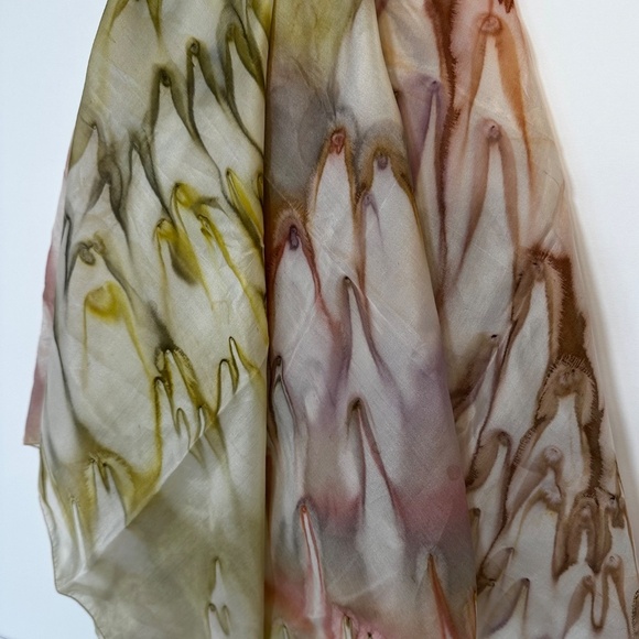 Accessories - Vintage 34” Hand-Painted Style Silk Feel Square Scarf Watercolor